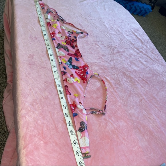 Y2K Skimpy Bikini Top 90s butterflies Butterfly Design Hot Pink Small Like New - Picture 7 of 10